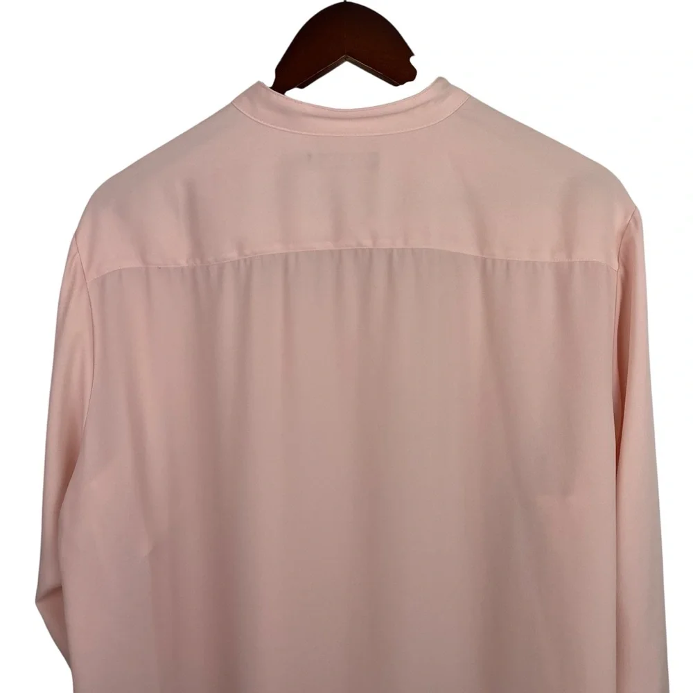 Lauren Ralph Lauren | Pink Ruffle Front Button Long Sleeve Blouse - Picture 5 of 8